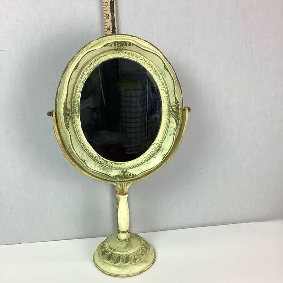 Vintage French Mirror On Stand Makeup Bedroom Decorative Standing, Hard Plastic - Picture 8 of 12
